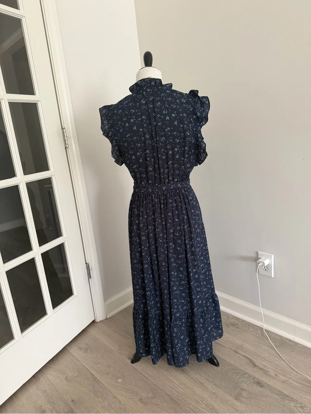 kate spade Navy Floral Ruffle Midi Dress - Picture 4 of 7